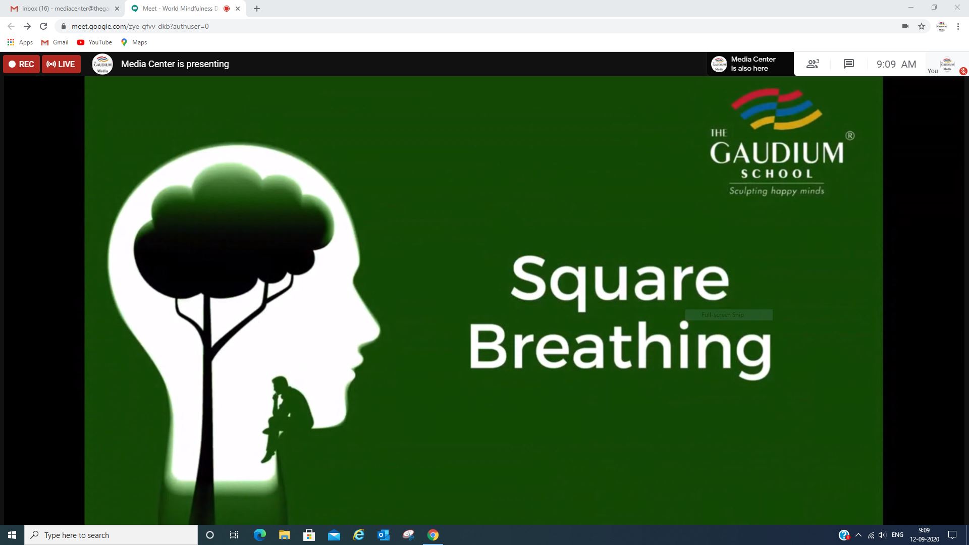 The Gaudium International School Hyderabad World Mindfulness Day 2020 09 11