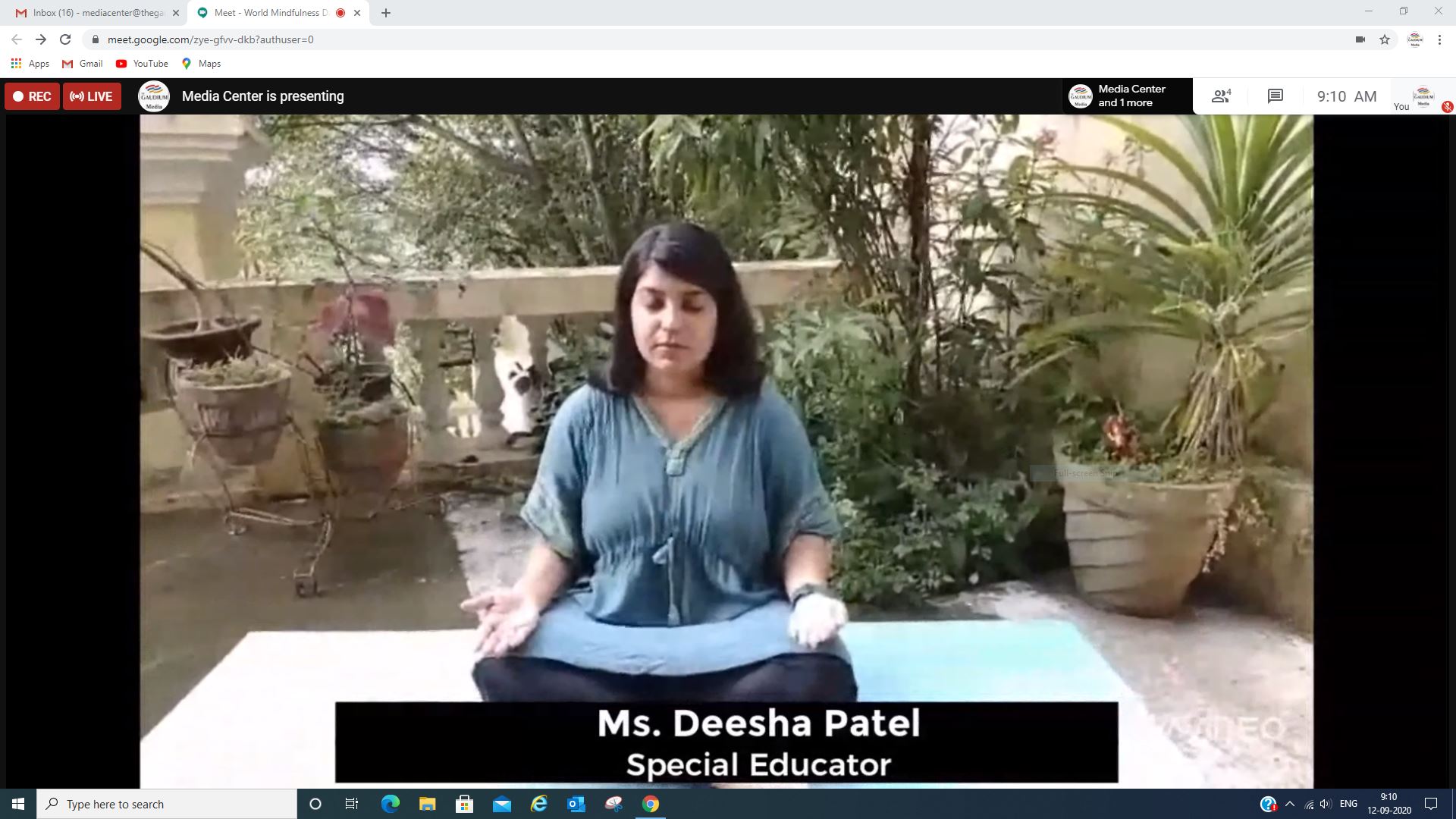 The Gaudium International School Hyderabad World Mindfulness Day 2020 09 12
