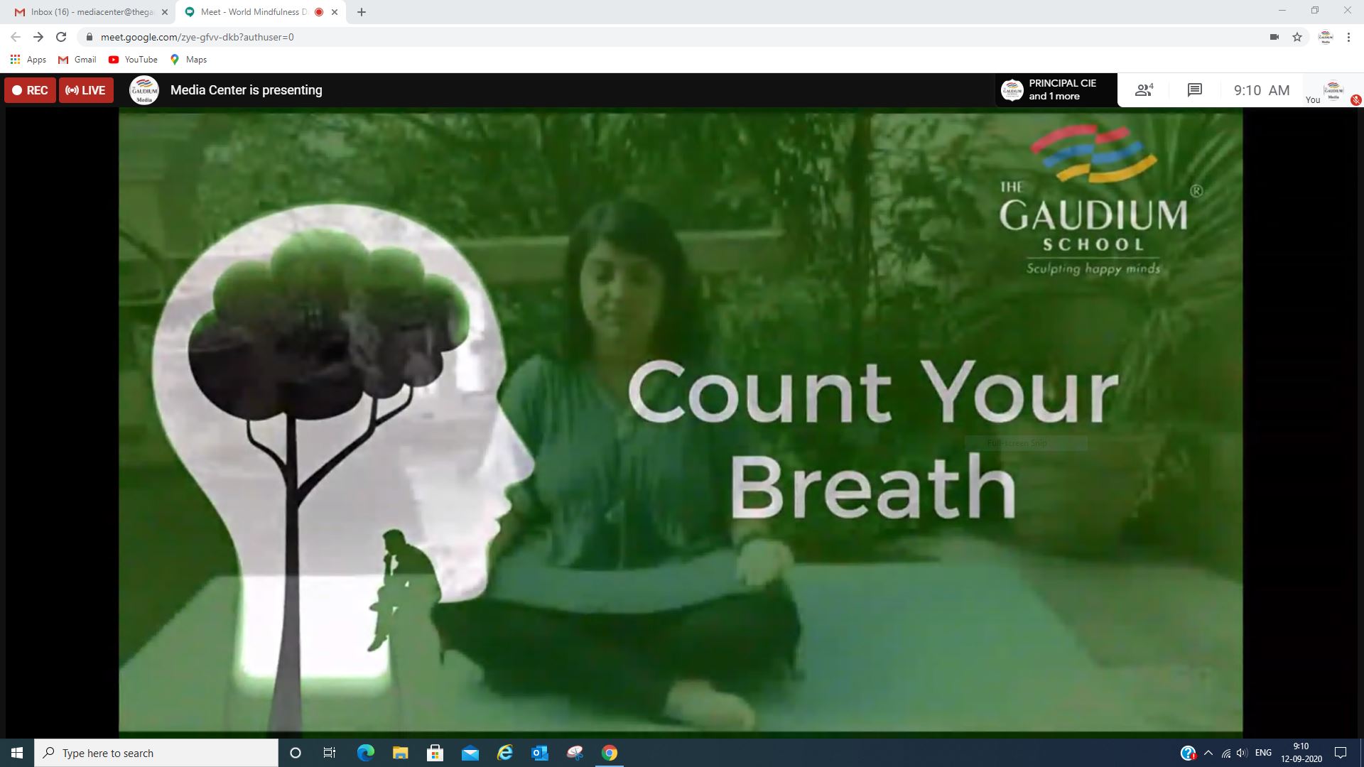 The Gaudium International School Hyderabad World Mindfulness Day 2020 09 13