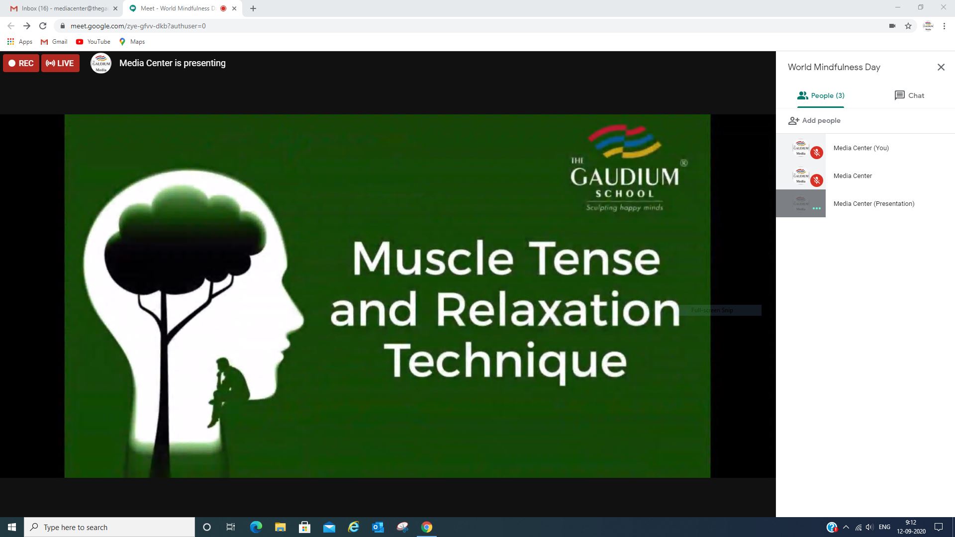 The Gaudium International School Hyderabad World Mindfulness Day 2020 09 14