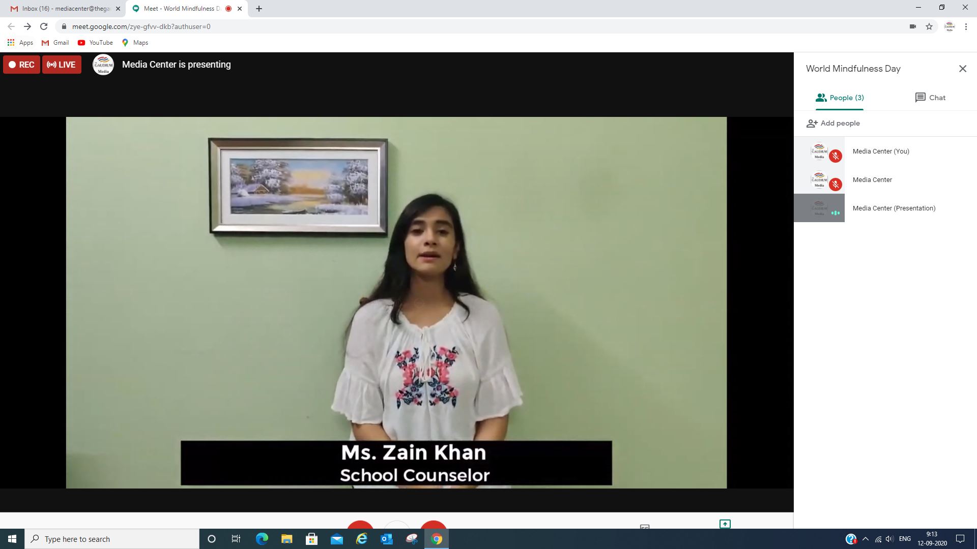 The Gaudium International School Hyderabad World Mindfulness Day 2020 09 15