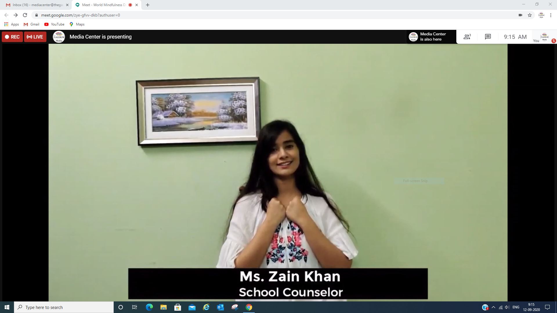 The Gaudium International School Hyderabad World Mindfulness Day 2020 09 16