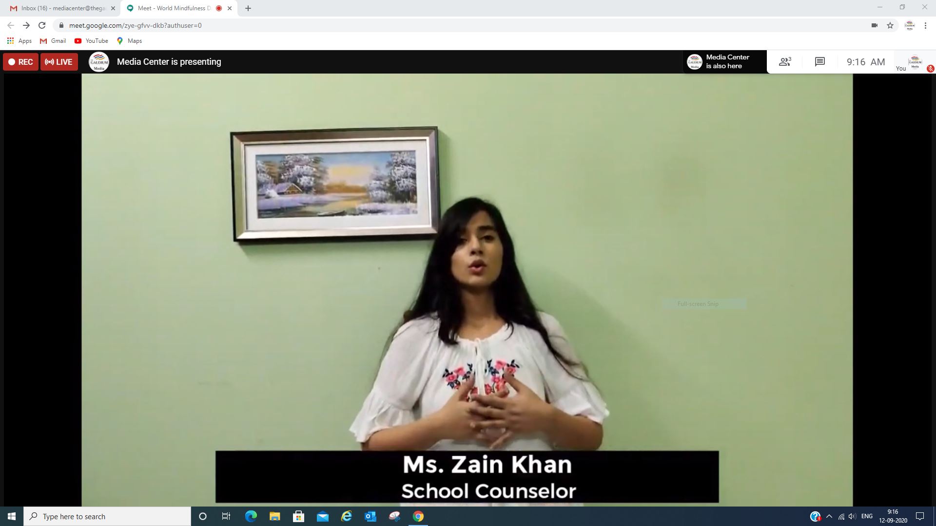 The Gaudium International School Hyderabad World Mindfulness Day 2020 09 17
