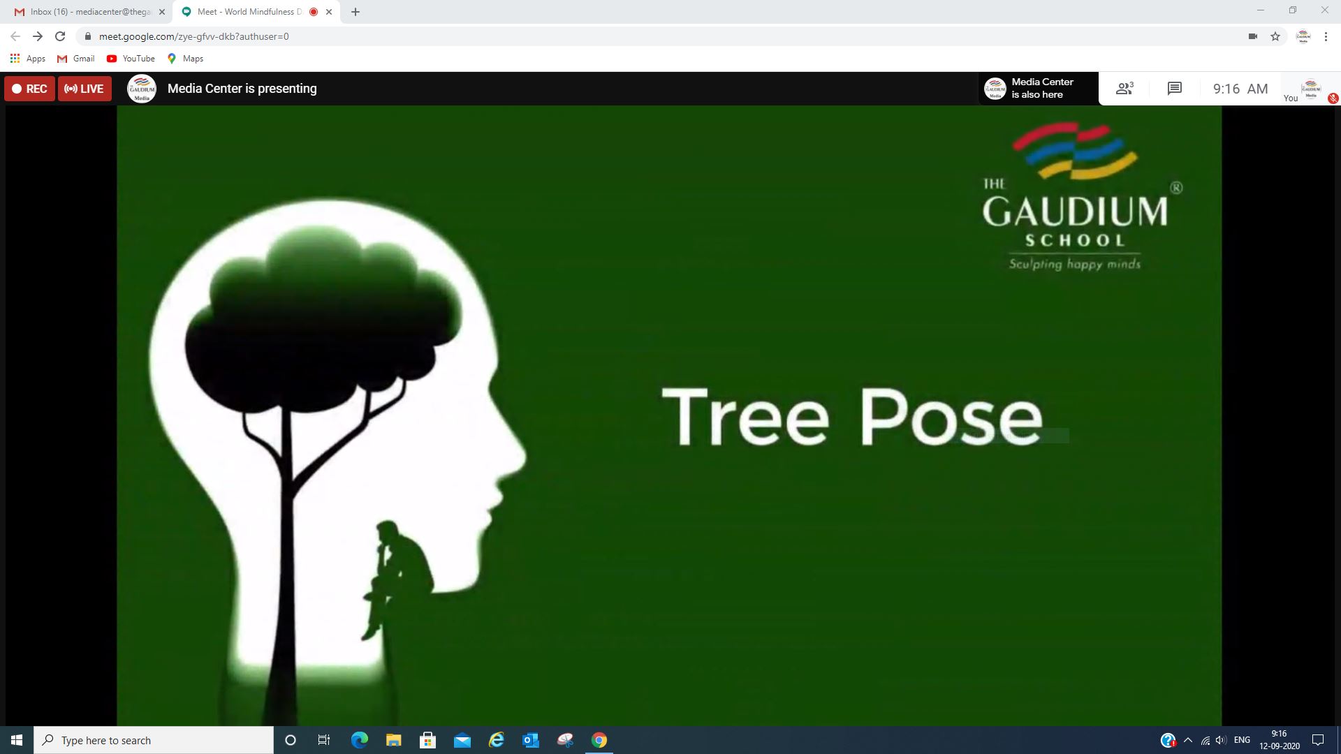 The Gaudium International School Hyderabad World Mindfulness Day 2020 09 18