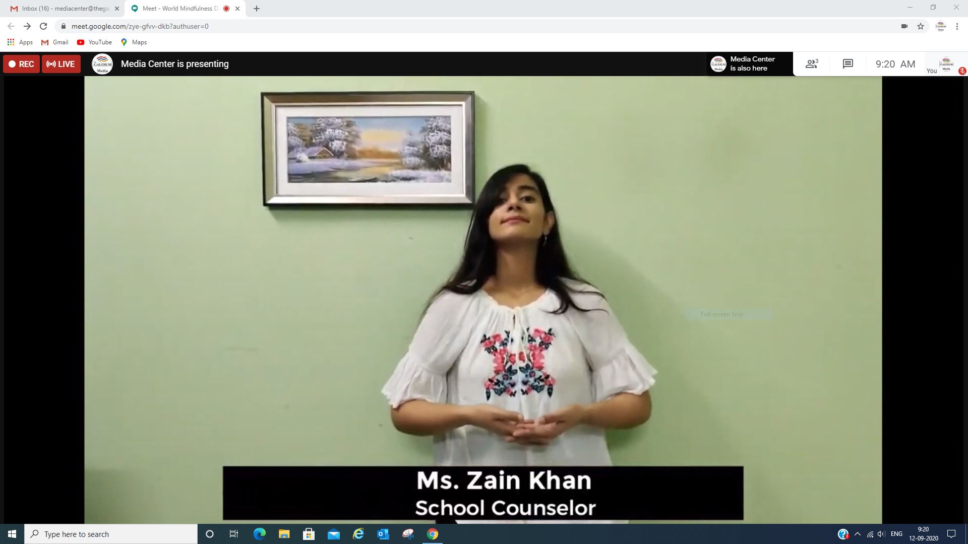The Gaudium International School Hyderabad World Mindfulness Day 2020 09 21