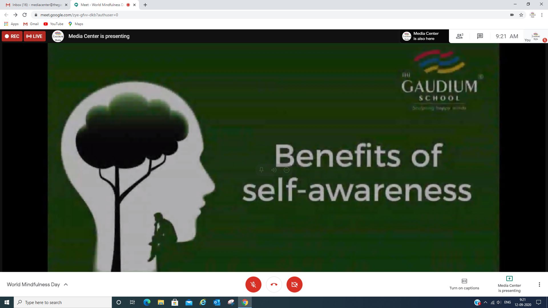 The Gaudium International School Hyderabad World Mindfulness Day 2020 09 22