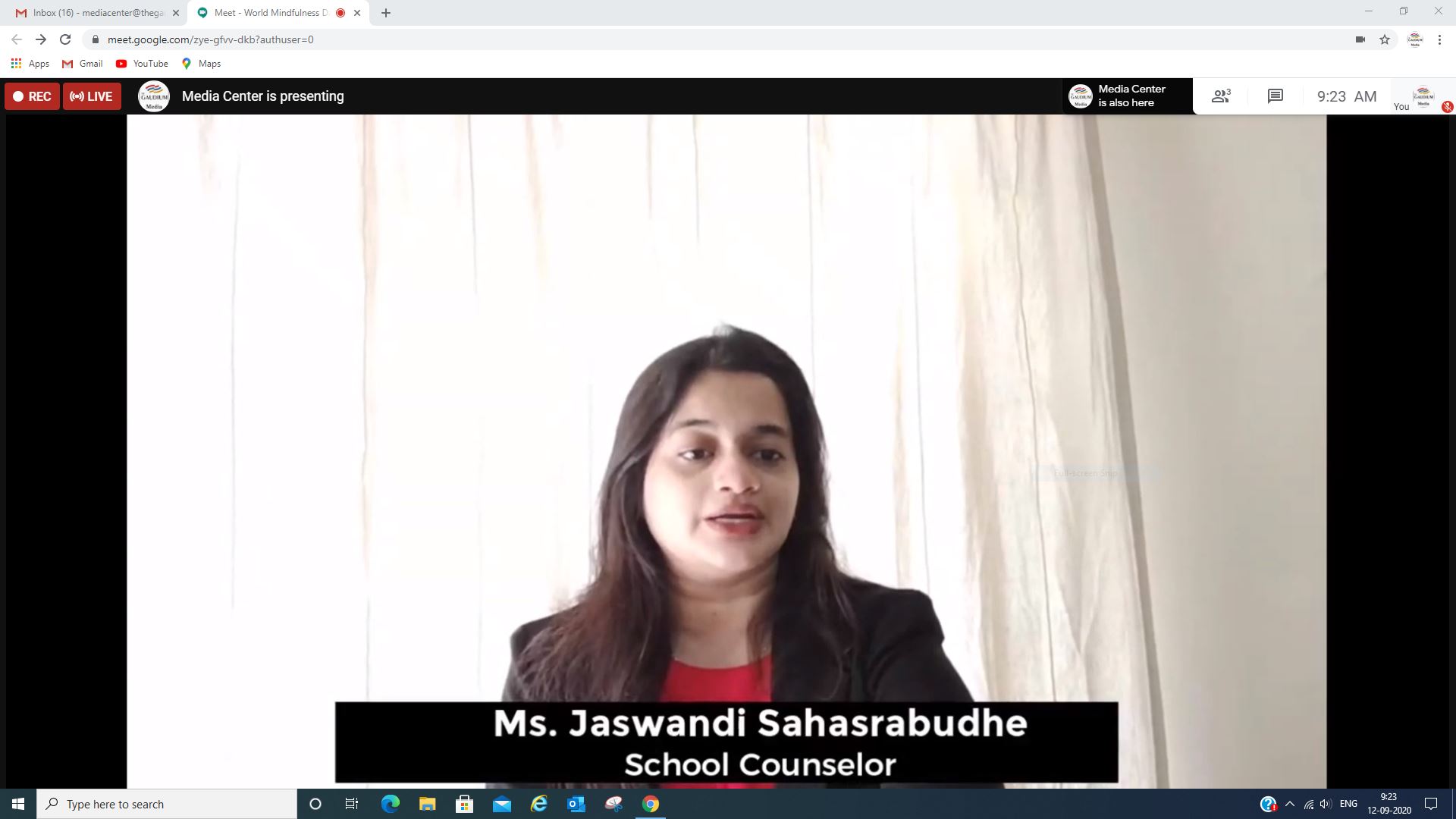 The Gaudium International School Hyderabad World Mindfulness Day 2020 09 24